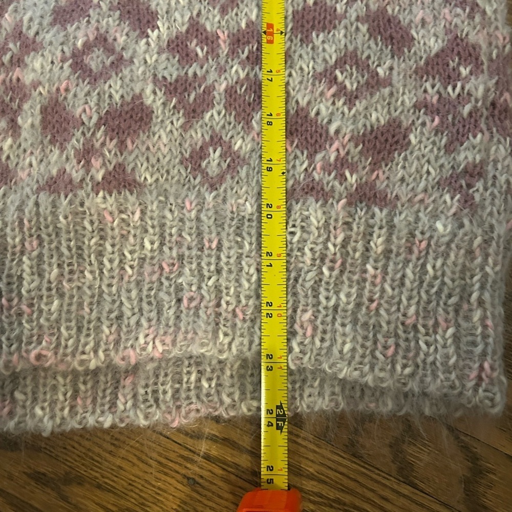 Vintage Boston Traders Wool/Mohair Blend Knit Sweater M Purple/Pink HongKong Ski - Picture 7 of 12